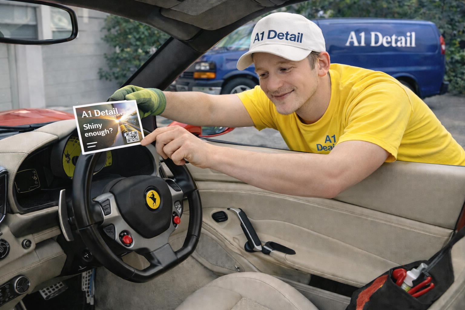 Car cleaner adding a quirky touch
