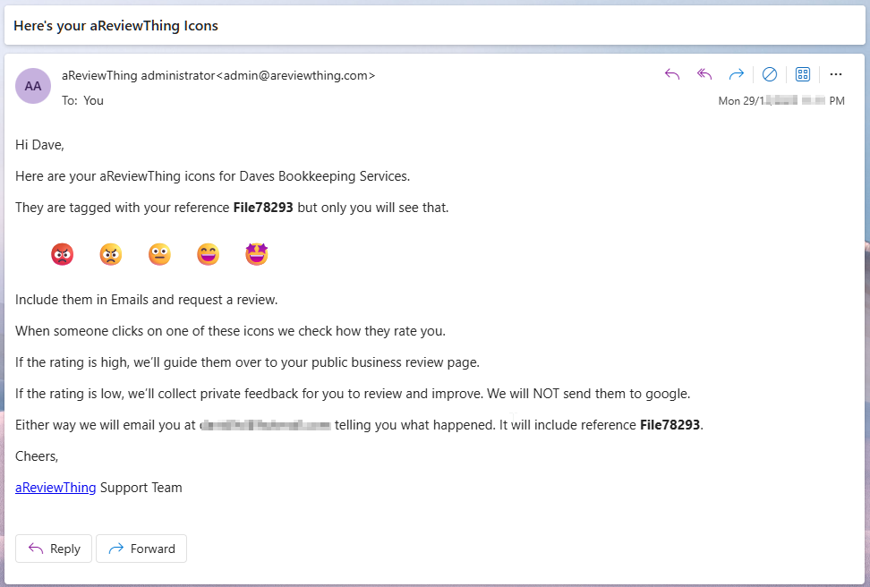 Recieve icons from a review thing